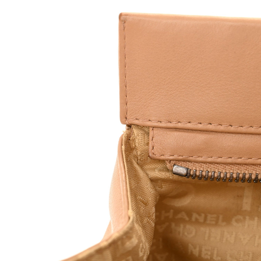 Calfskin Vertical Quilted Lax East West Shoulder Bag Beige