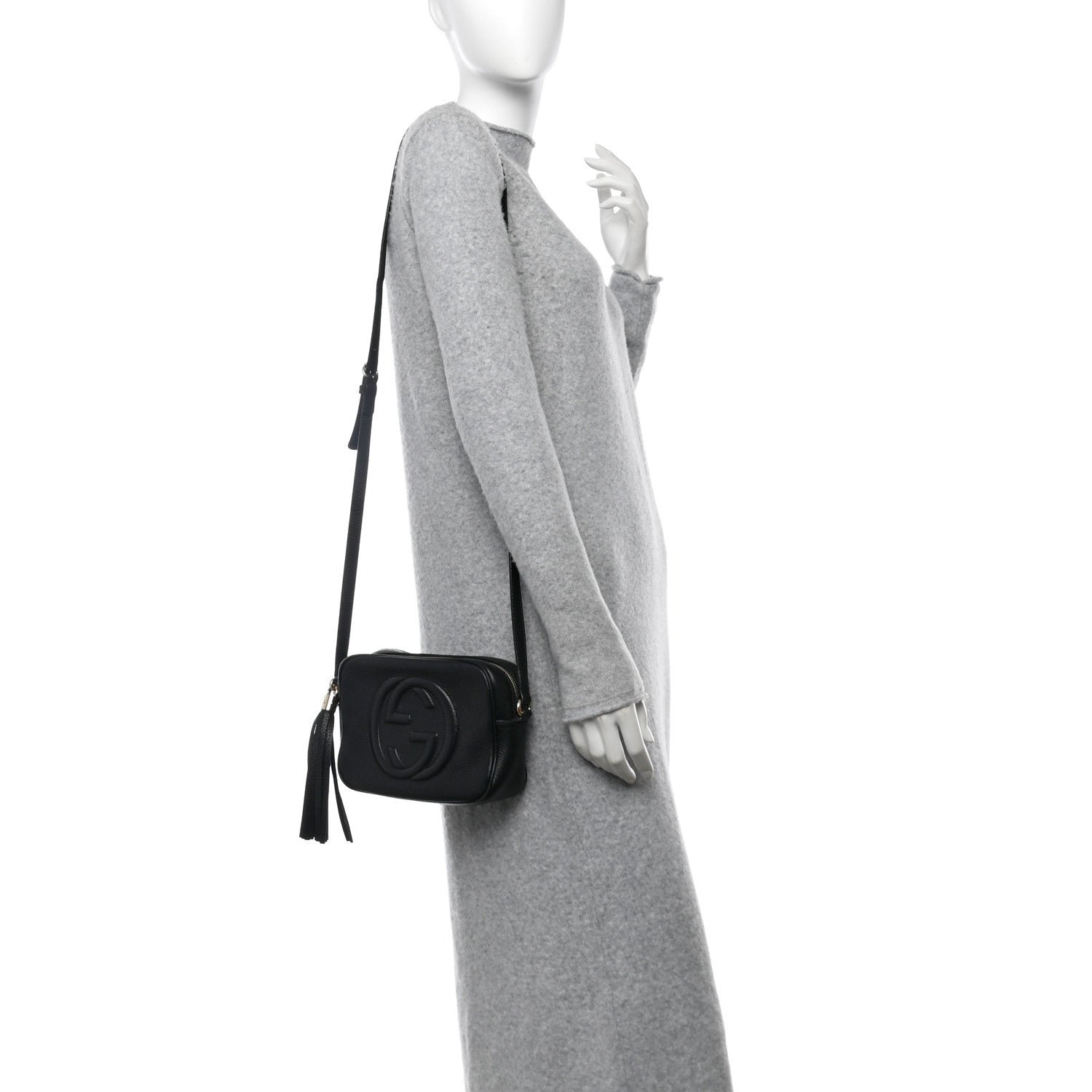 Pebbled Calfskin Small Soho Disco Bag Black