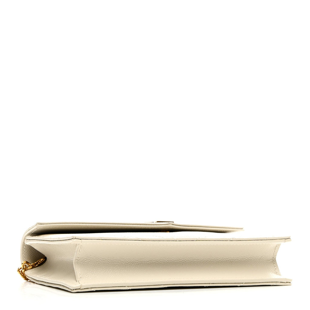 Grain De Poudre Matelasse Chevron Monogram Envelope Chain Wallet Crema Soft