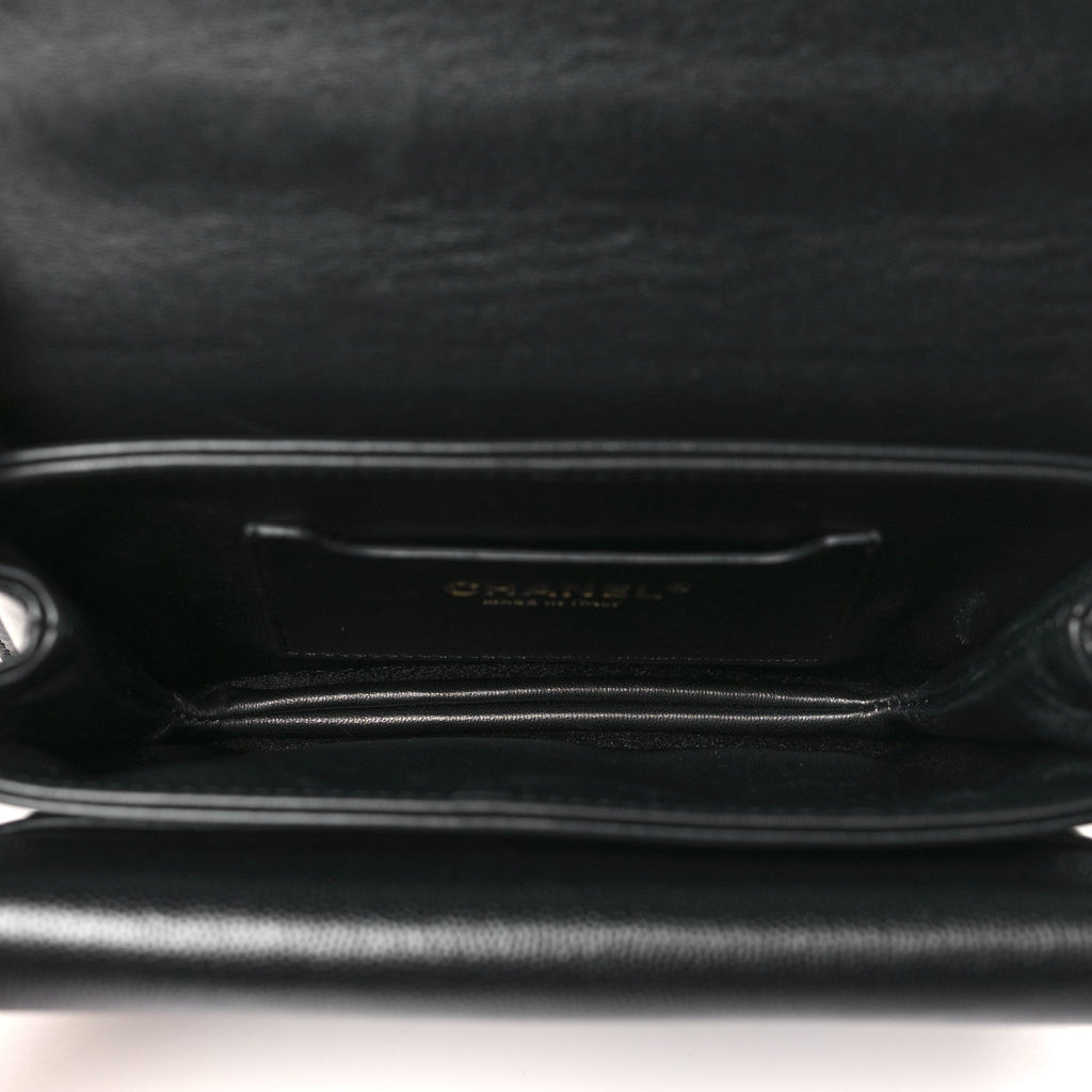 Caviar Quilted Mini Top Handle Flap Black