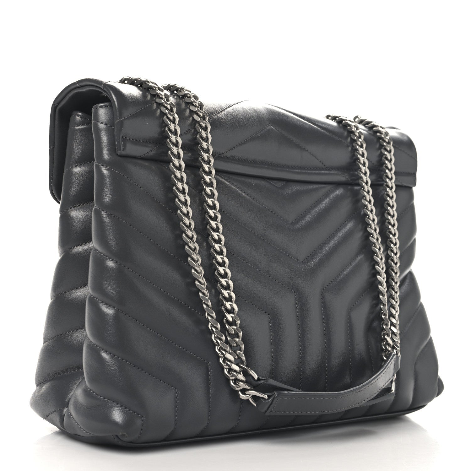 Calfskin Y Quilted Monogram Medium Loulou Chain Satchel Storm