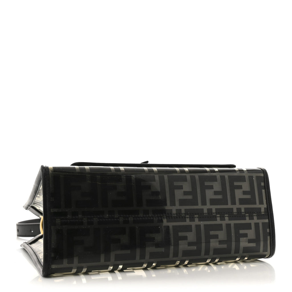 TPU FF Vitello Century Plexiglass Small Runaway Shopper Tote Black