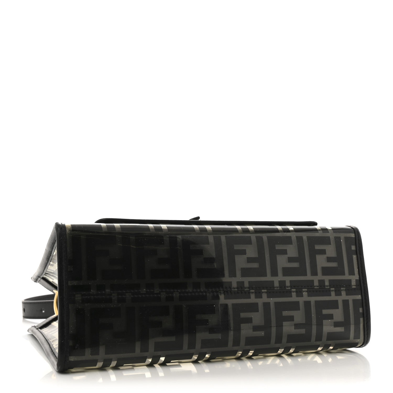 TPU FF Vitello Century Plexiglass Small Runaway Shopper Tote Black