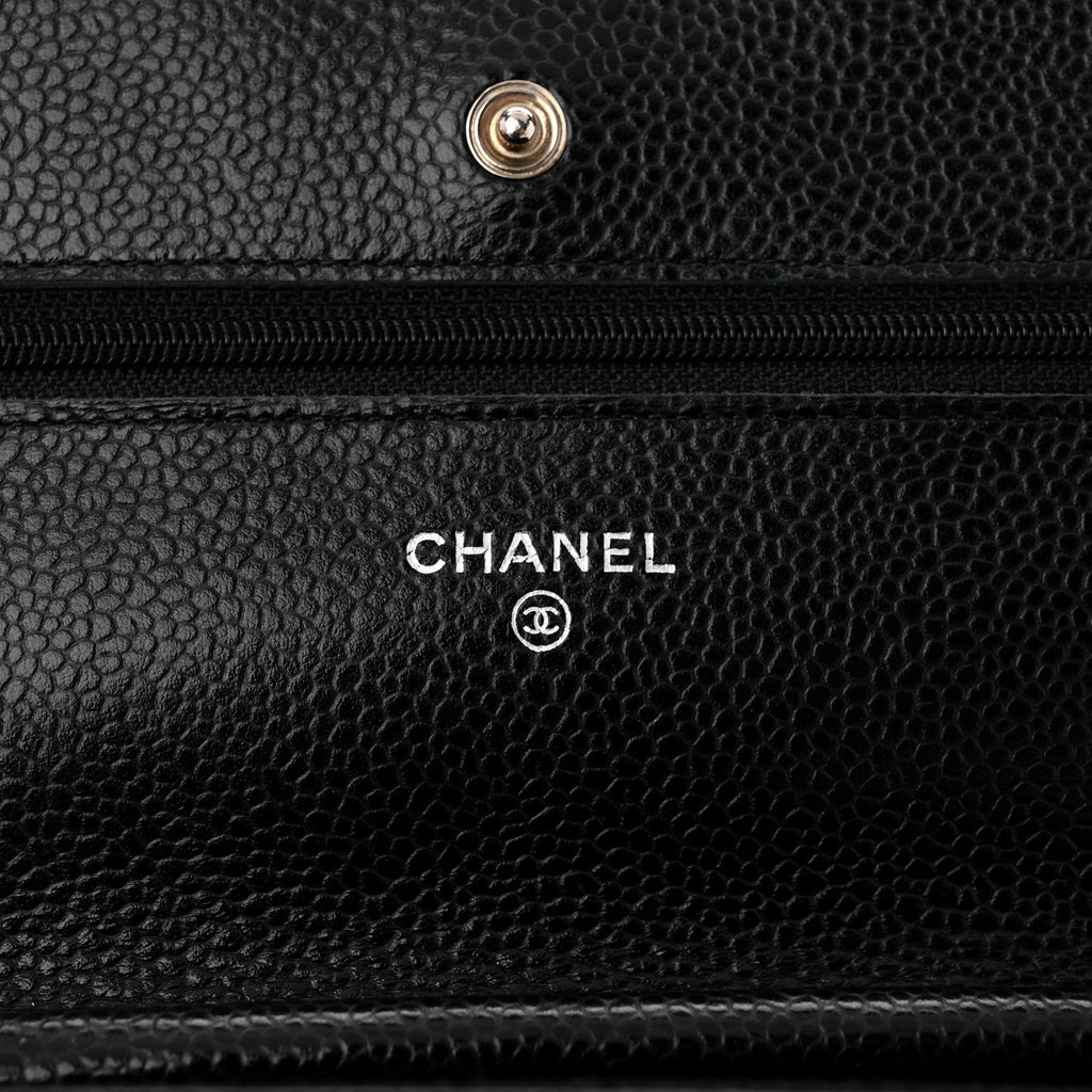 Caviar Quilted Wallet on Chain WOC Black