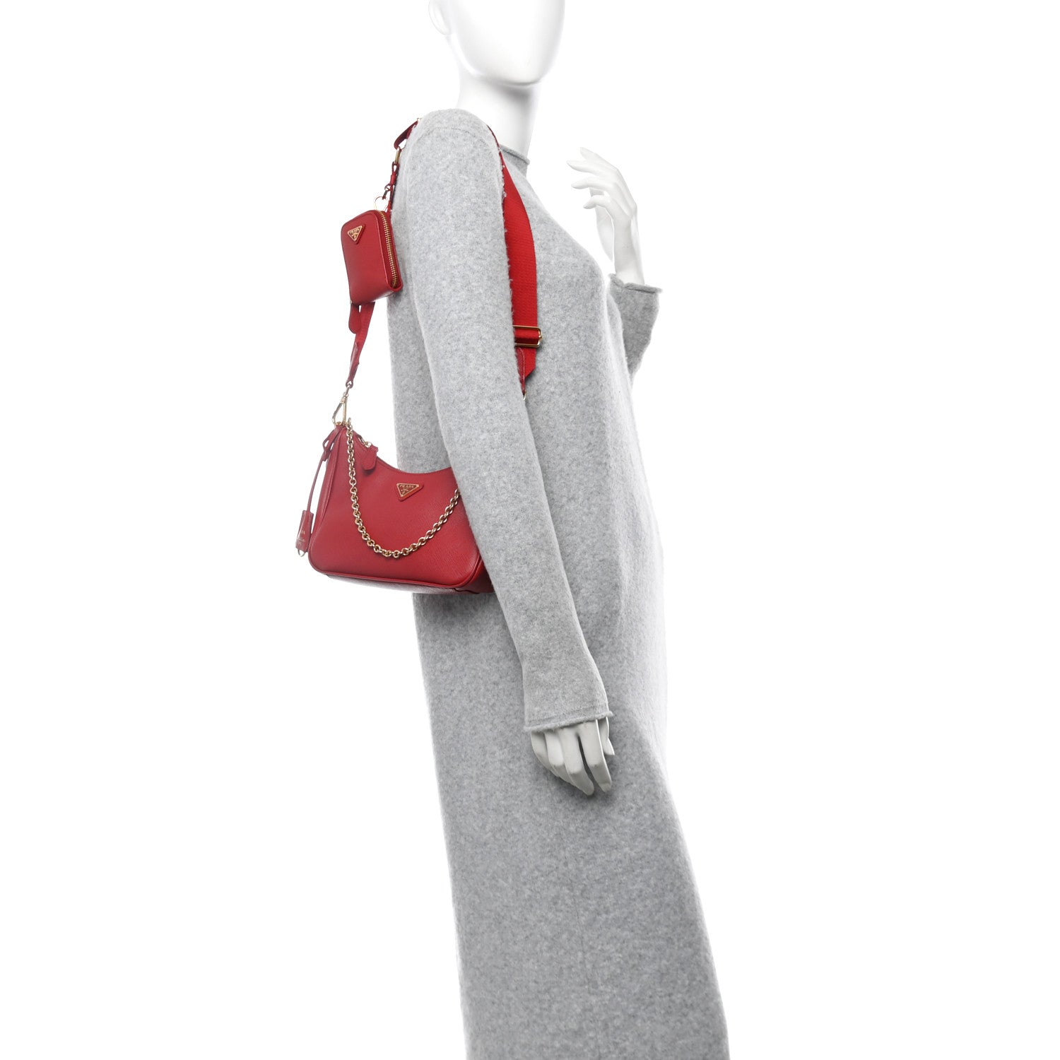 Saffiano Lux Re-Edition 2005 Shoulder Bag Fuoco