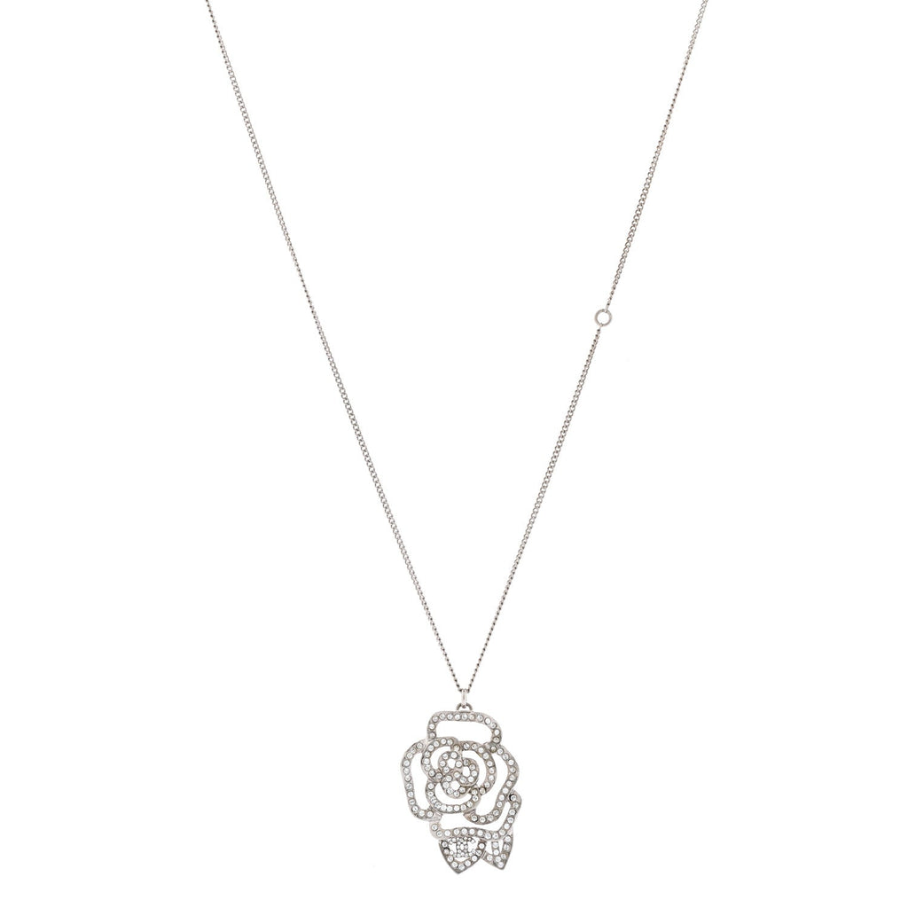 Crystal CC Camellia Necklace Silver