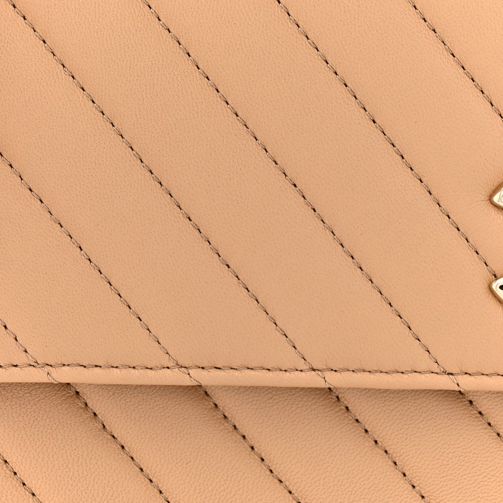 Lambskin Chevron Quilted Medium Trendy CC Dual Handle Flap Bag Beige