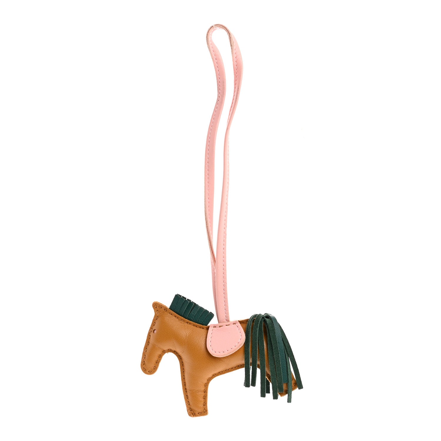 Milo Lambskin Grigri Rodeo Horse Bag Charm PM Sesame Malachite Rose Sakura