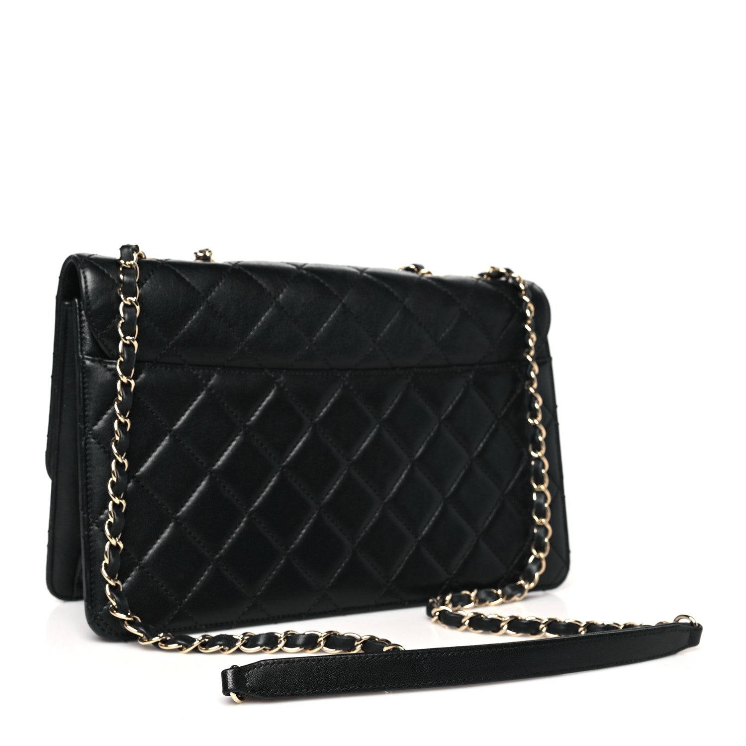 Sheepskin Quilted Large Beauty Lock Flap Black