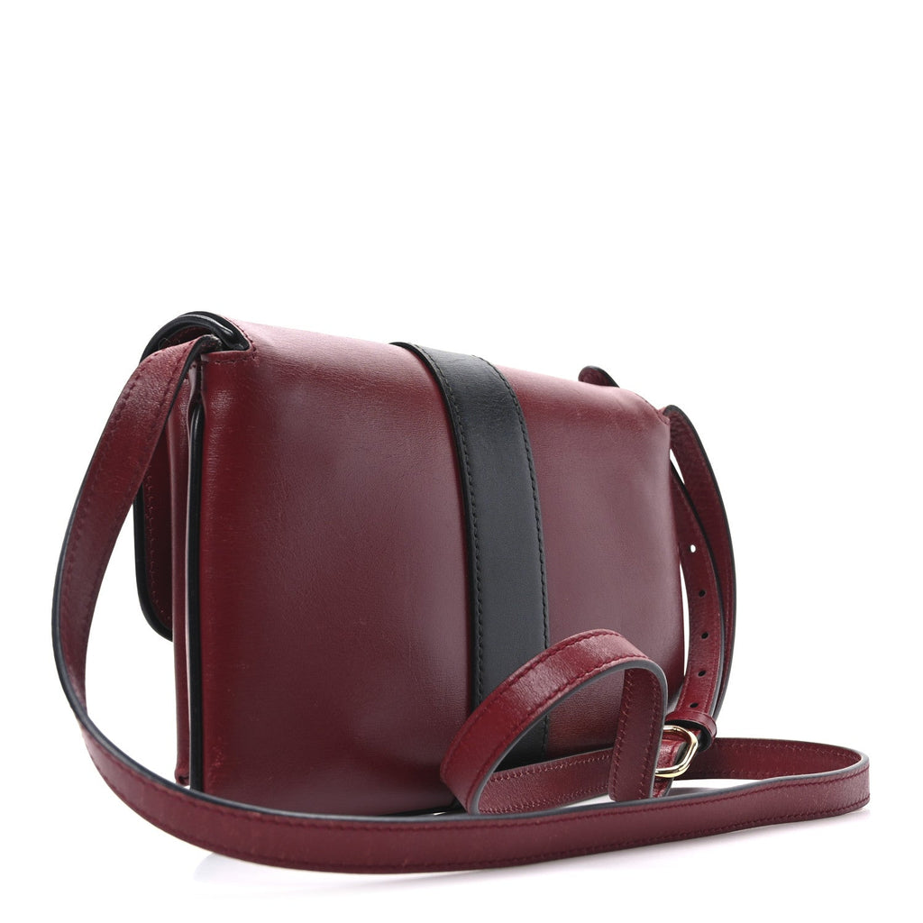 Vitello Palmellato Lux Bi-Color Small Arli Flap Shoulder Bag New Cherry Red Black