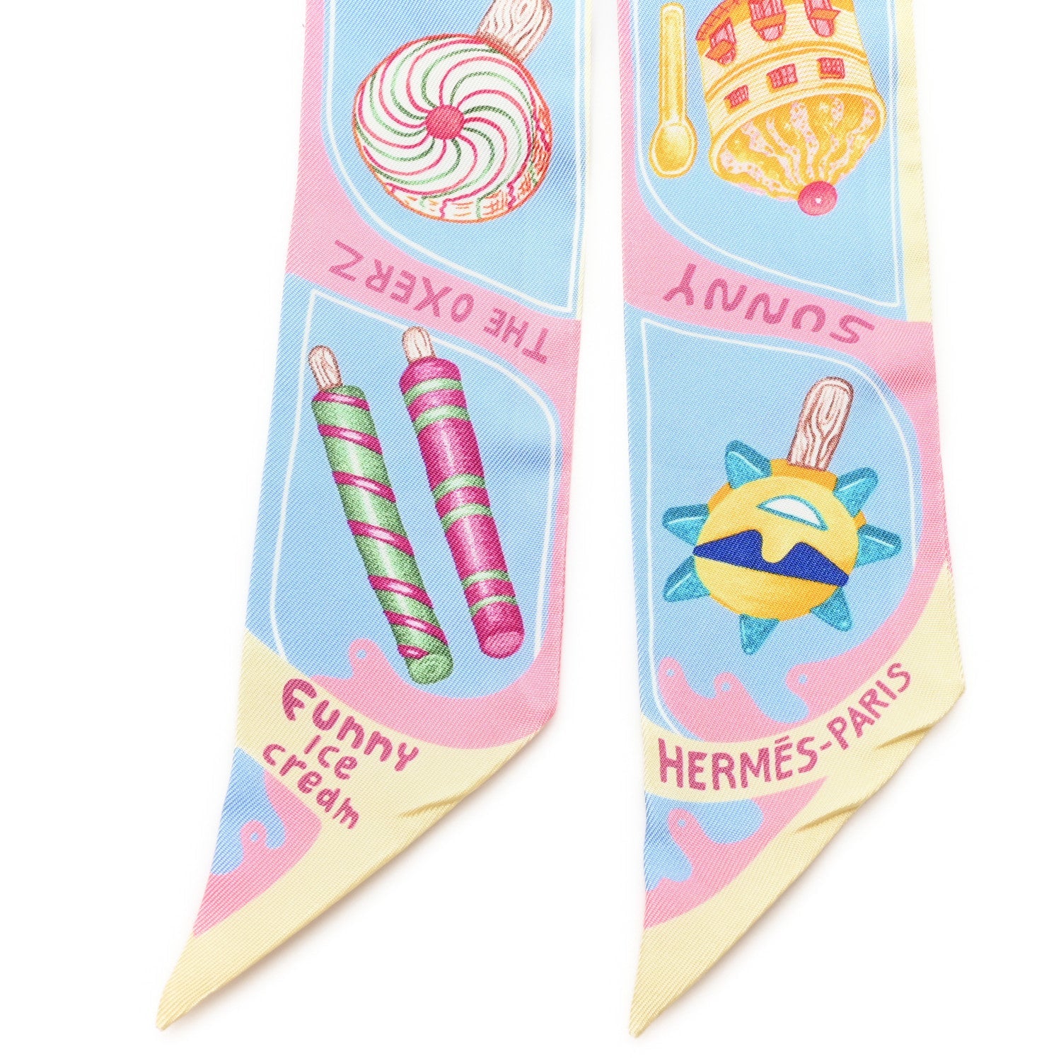 Silk Funny Ice Cream Twilly Bleu Ciel Rose Bonbon