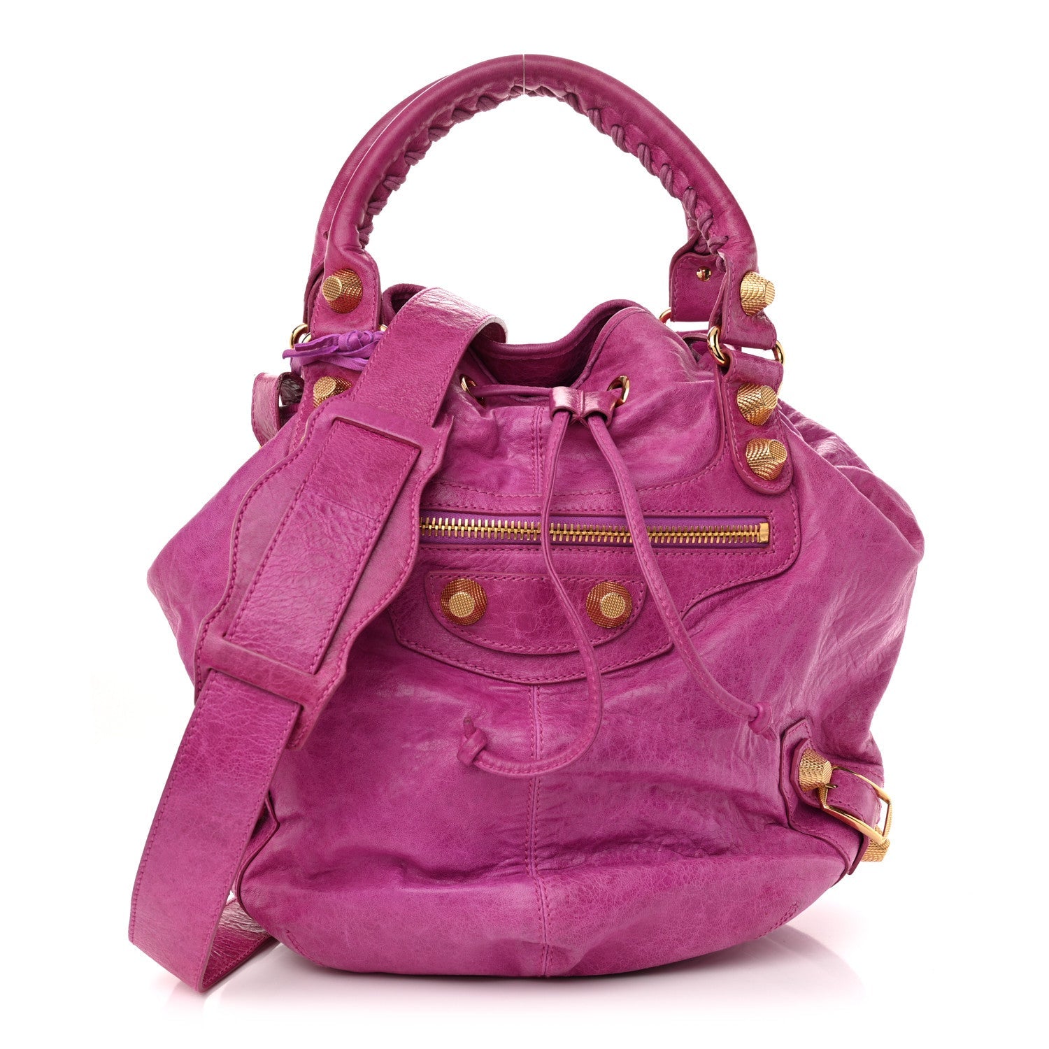 Agneau Giant 21 Gold Hardware Pompon Magenta
