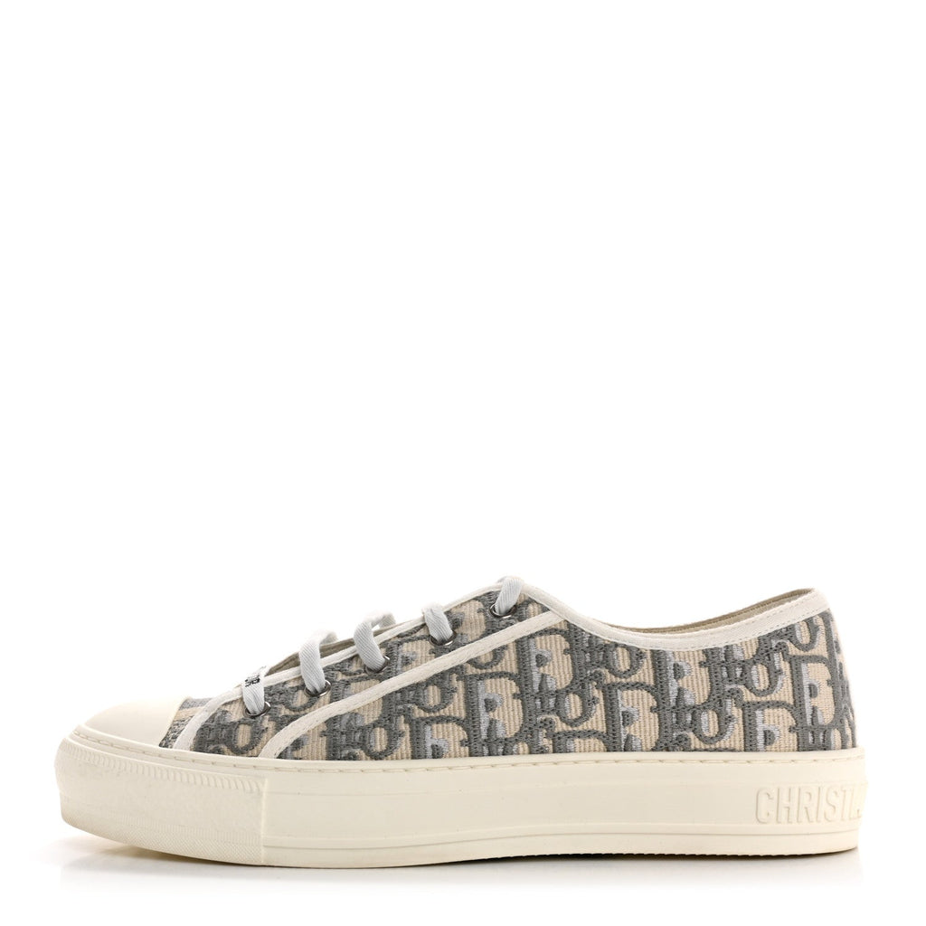 Canvas Oblique Walk'N'Dior Low Top Sneakers 40 Grey Stone