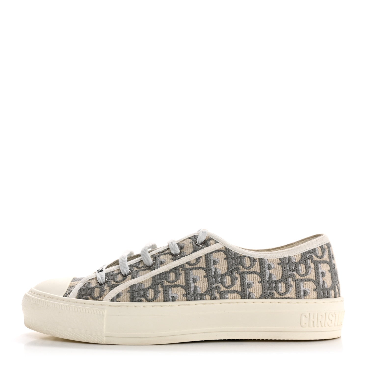 Canvas Oblique Walk'N'Dior Low Top Sneakers 40 Grey Stone