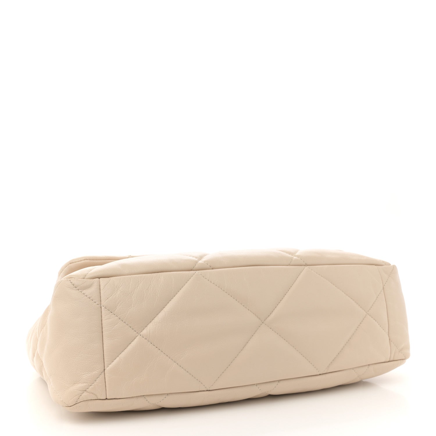 Goatskin Quilted Maxi Chanel 19 Flap Beige
