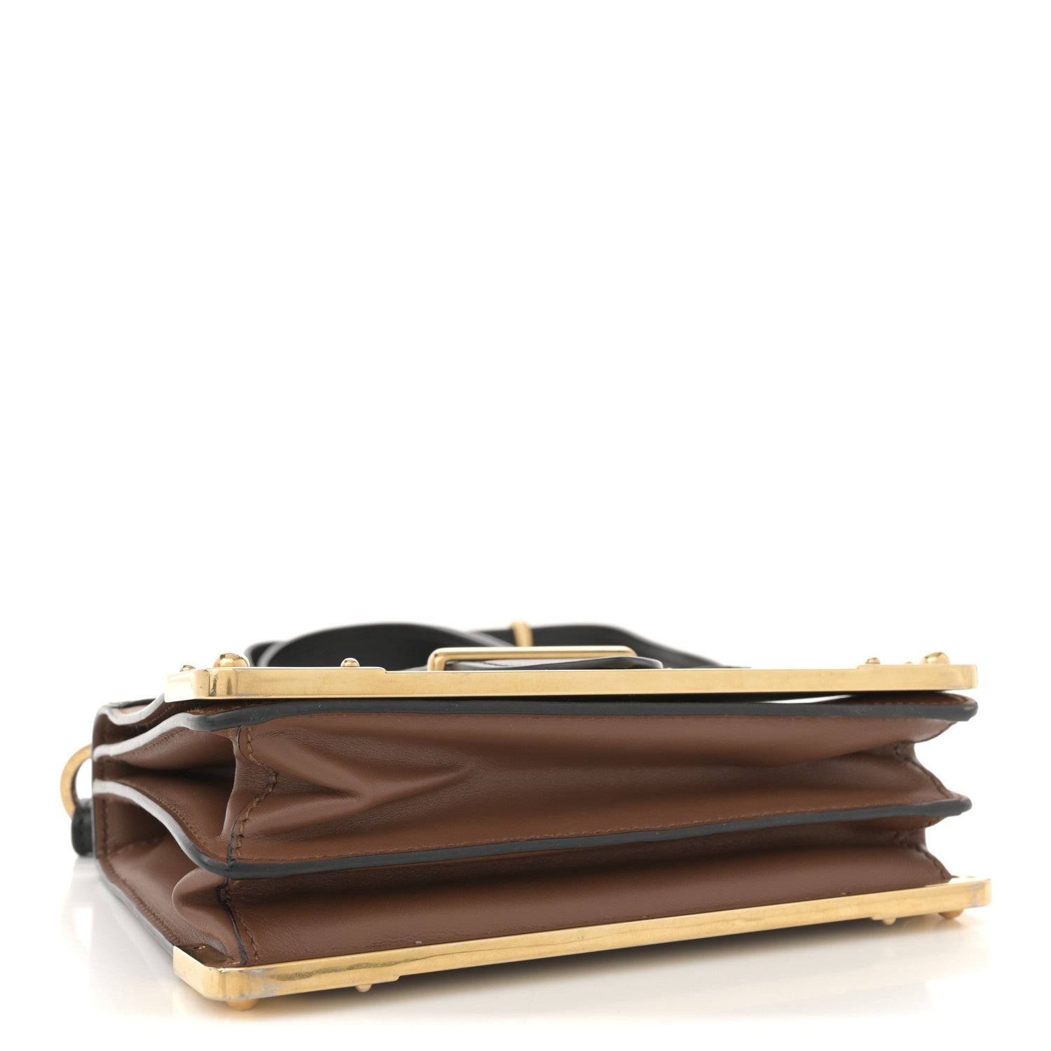 City Calfskin Saffiano Cahier Bag Caramel Black