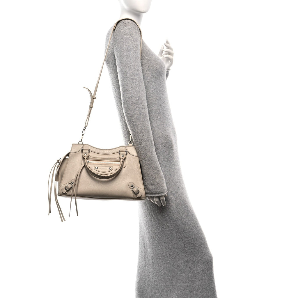 Grained Calfskin Neo Classic Silver Hardware S City Cream