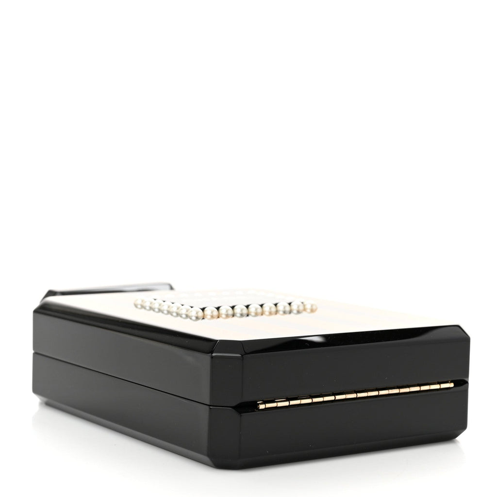 Plexiglass Perfume Bottle Clutch Black Gold