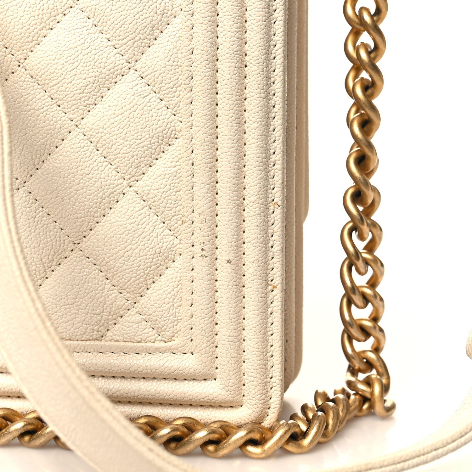 Caviar Quilted North South Boy Flap White