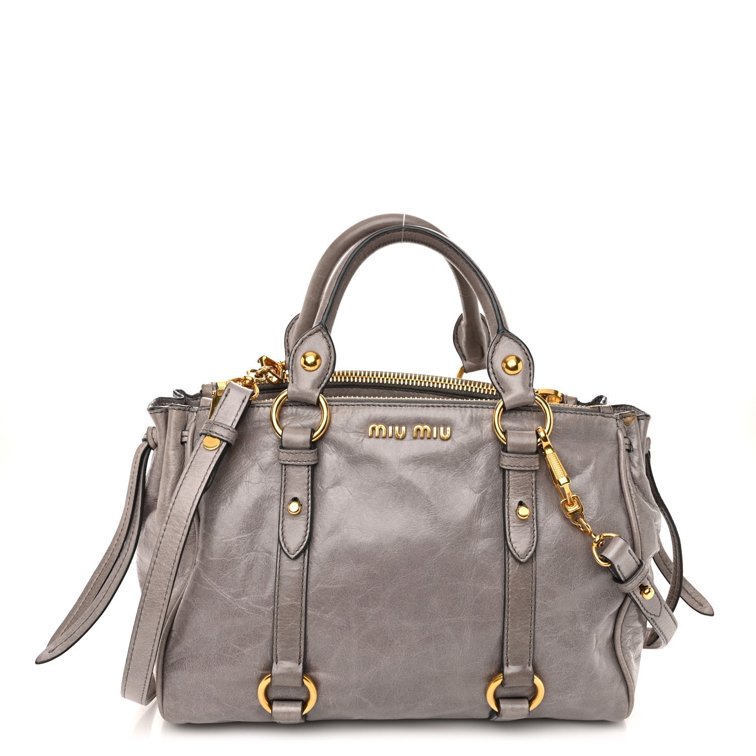 Vitello Shine Double Zip Tote Fumo