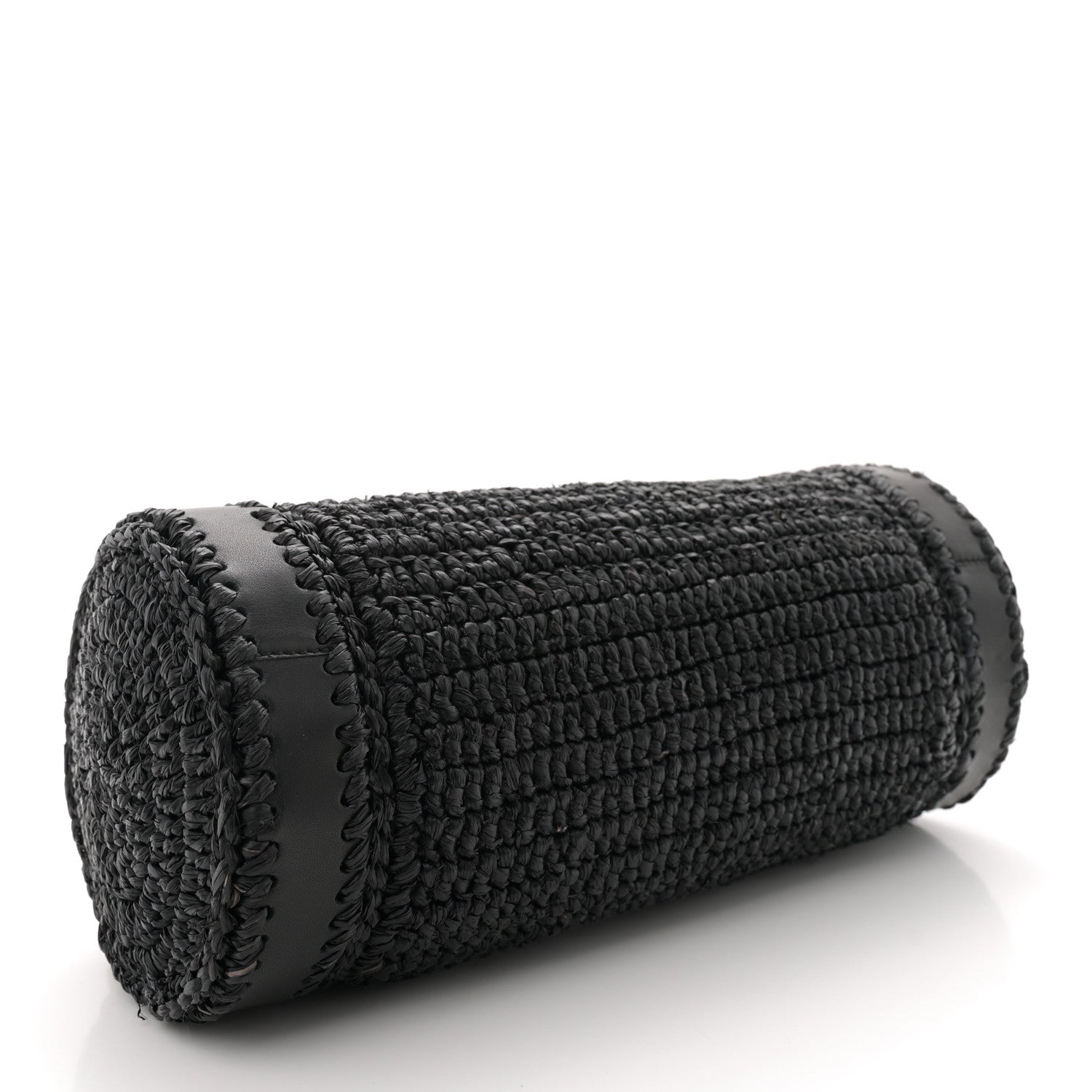 Raffia Monogram Small Cassandre Cylinder Bag Black