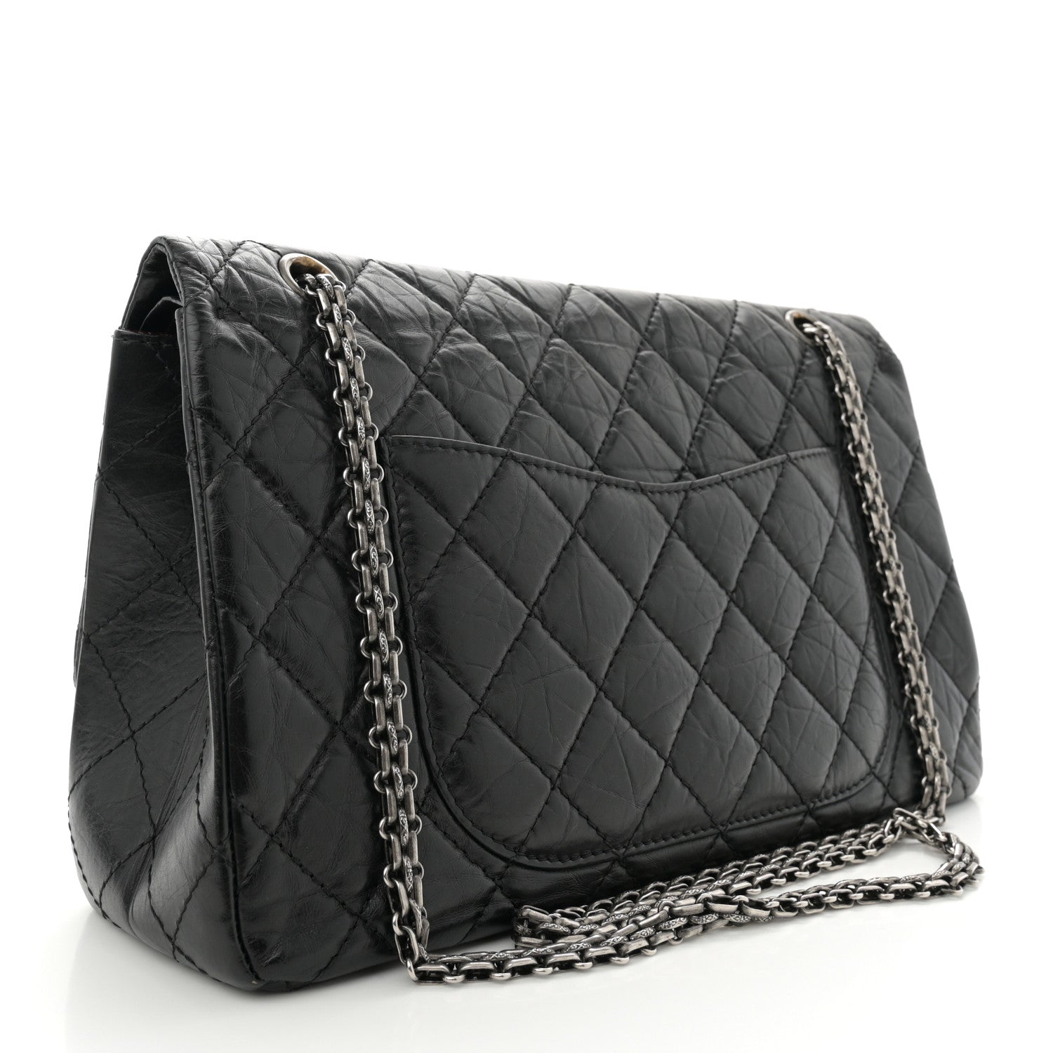 Aged Calfskin Quilted 2.55 Reissue 227 Flap Black