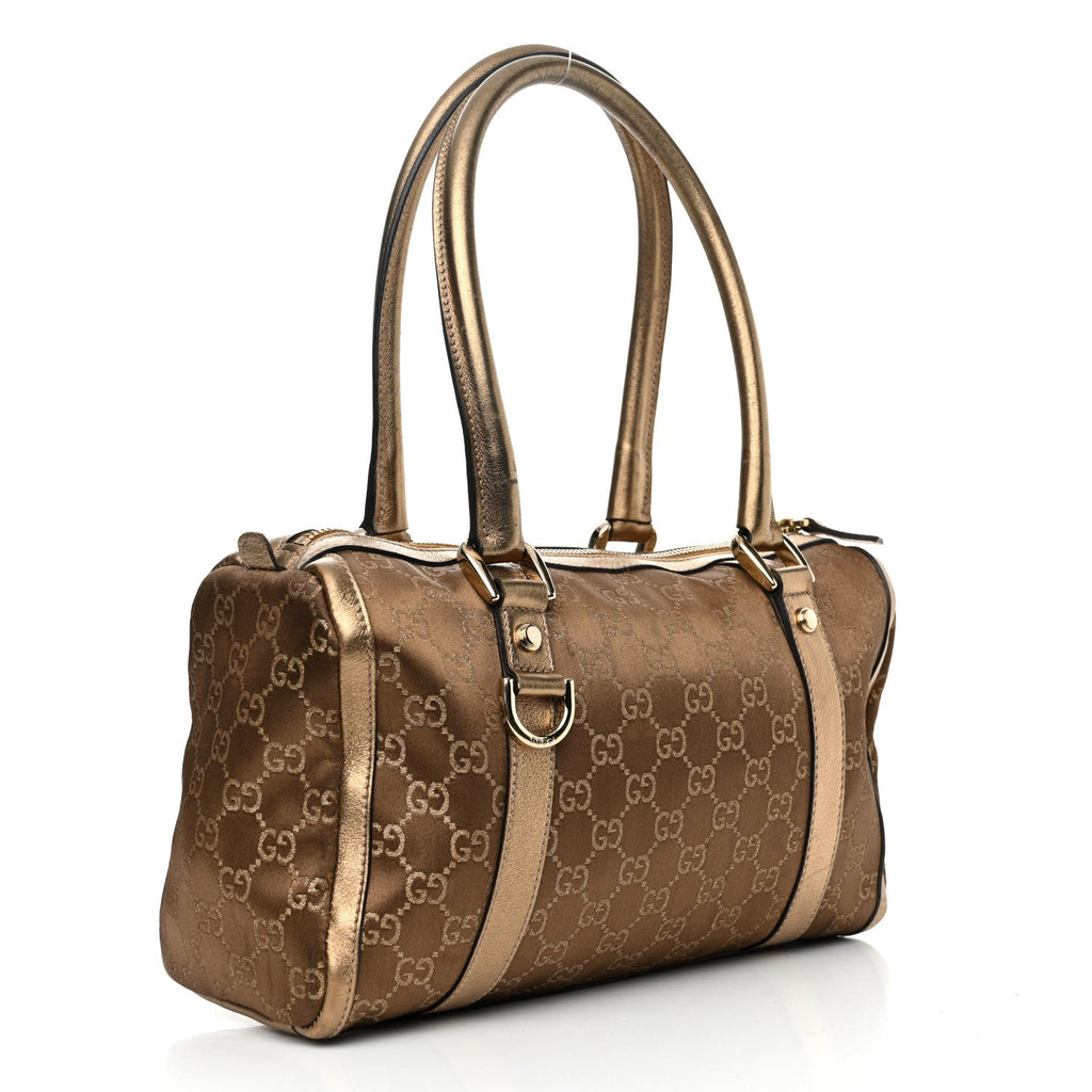 Satin Monogram Small Abbey Boston Metallic Bronze