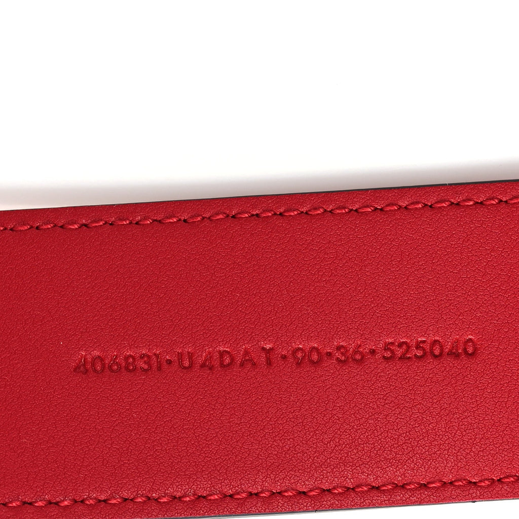 X ADIDAS Textured Dollar Calfskin Double G 40mm Belt 90 36 Hibiscus Red