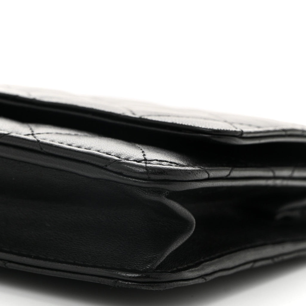 Lambskin Quilted Wallet On Chain WOC Black