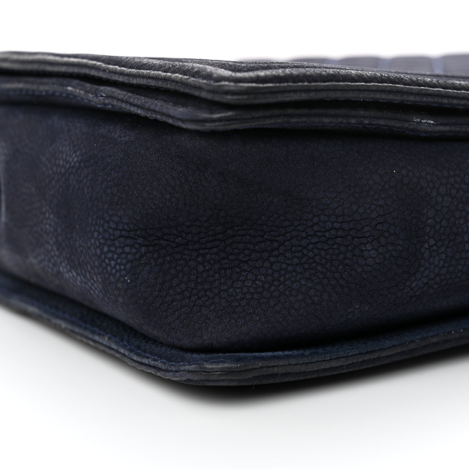 Iridescent Caviar Quilted Large Boy Flap Navy Blue