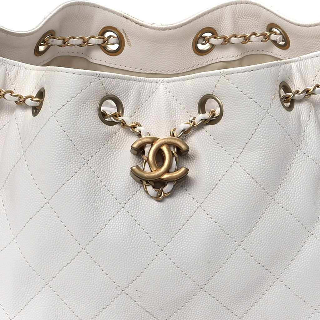 Caviar Quilted Small Chanel 25 Handbag White
