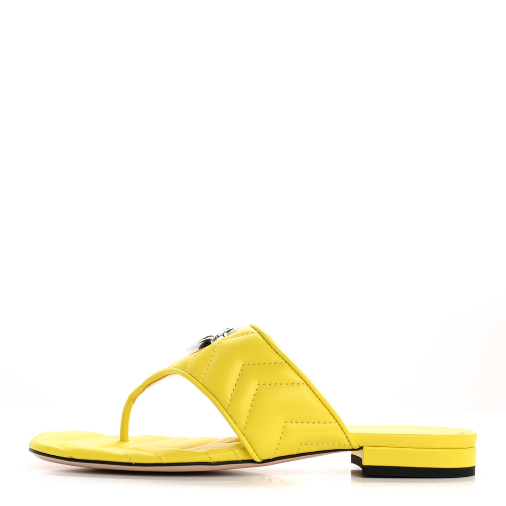 Nappa Charlotte Double G Marmont Thong Sandals 37.5 Acid Lime