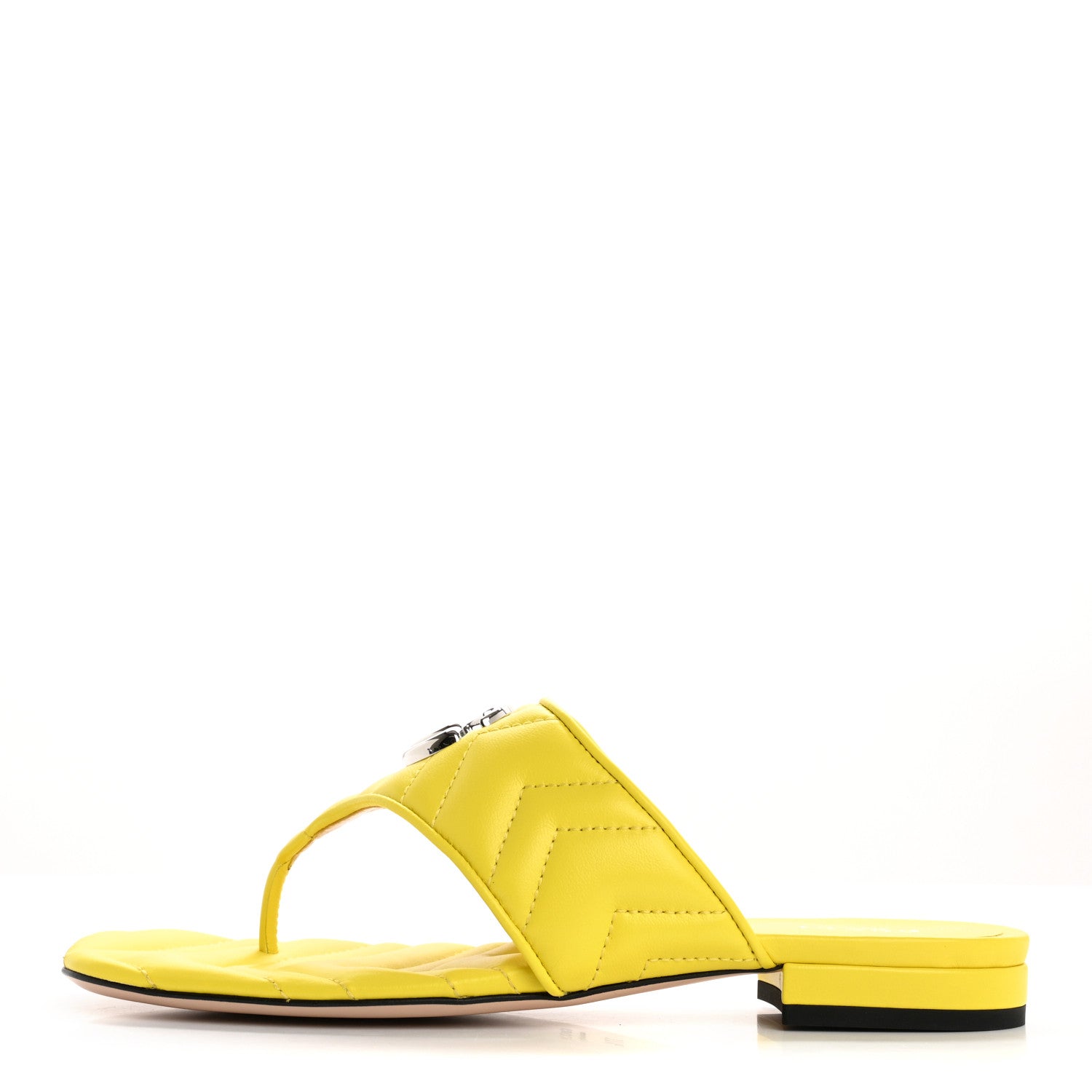 Nappa Charlotte Double G Marmont Thong Sandals 37.5 Acid Lime