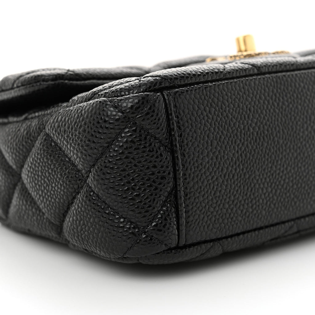 Grained Lambskin Quilted Mini Flap Black