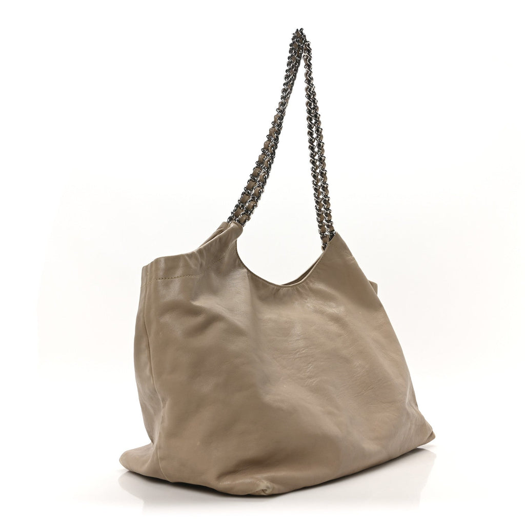 Soft Calf Chain Tote Beige