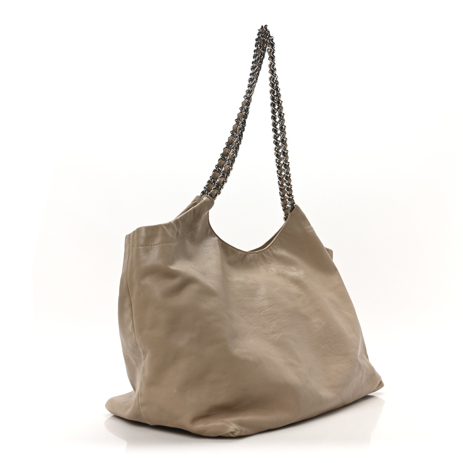 Soft Calf Chain Tote Beige