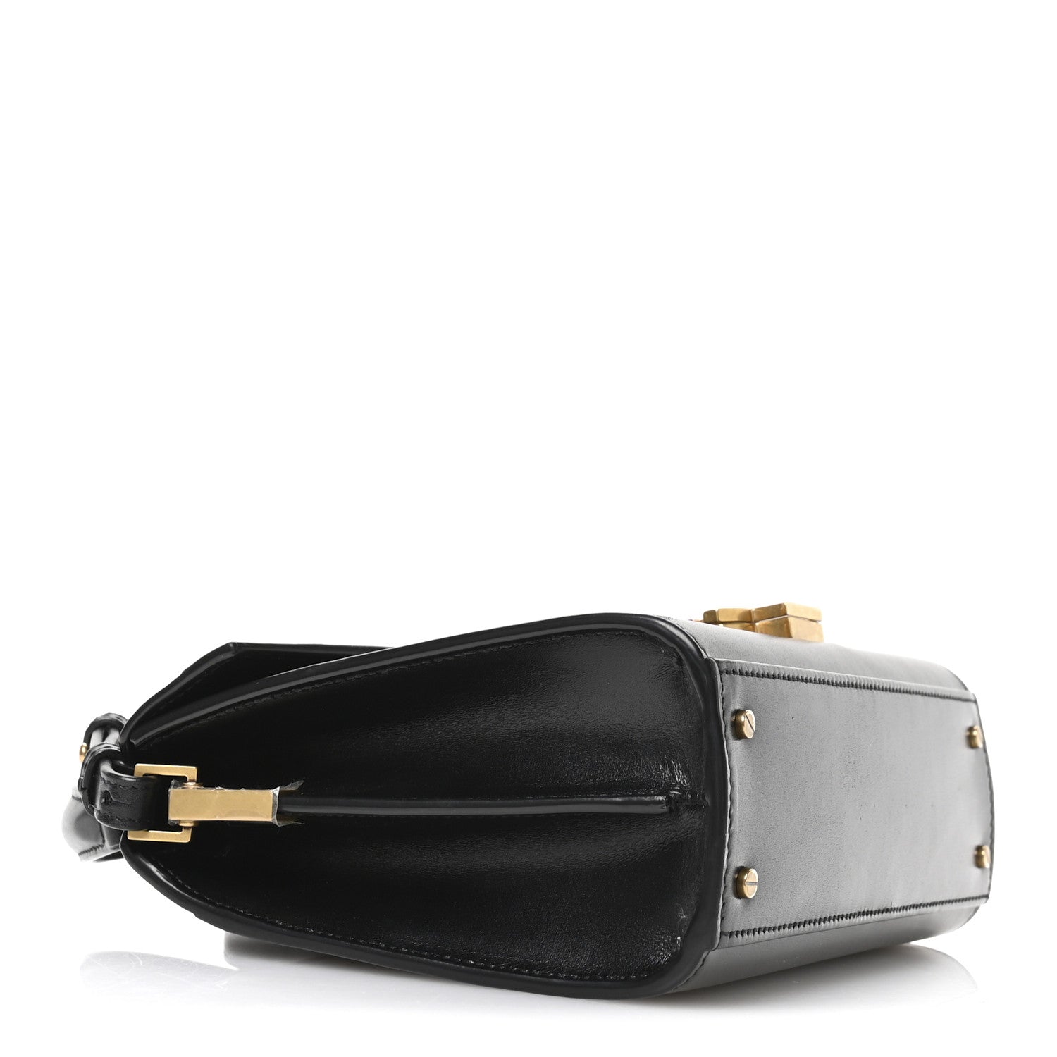 Calfskin Mini Classic Monogram Cassandra Top Handle Black