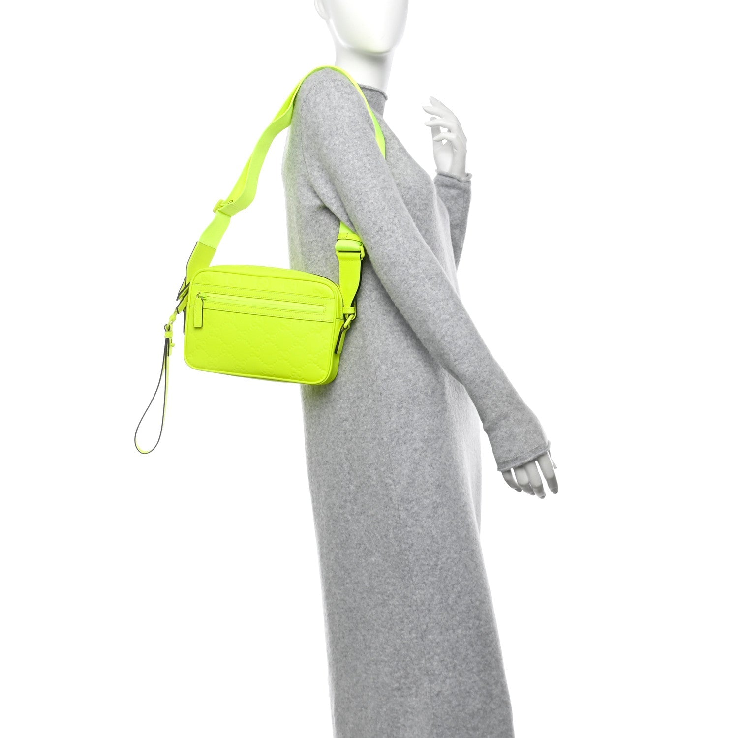Rubber Effect Monogram GG Crossbody Bag Fluorescent Yellow