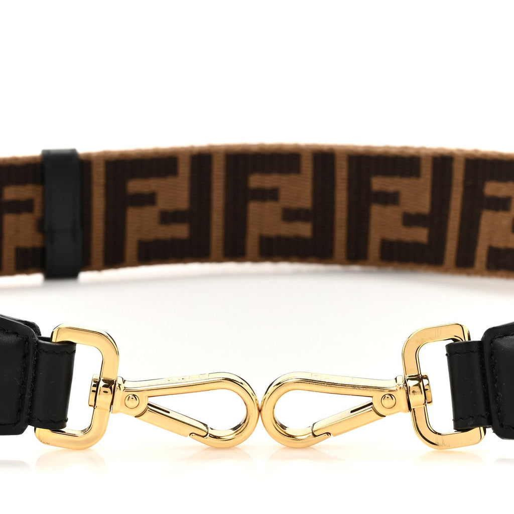 Ribbon Vitello Century FF 1974 Flat Studded Strap You Fango Marrone Ebano