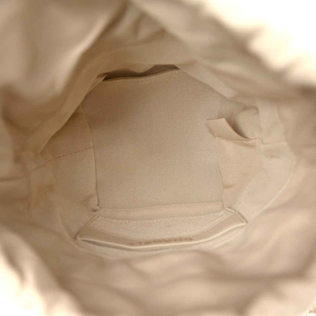 Lambskin Bucket Chain Drawstring Bag Beige