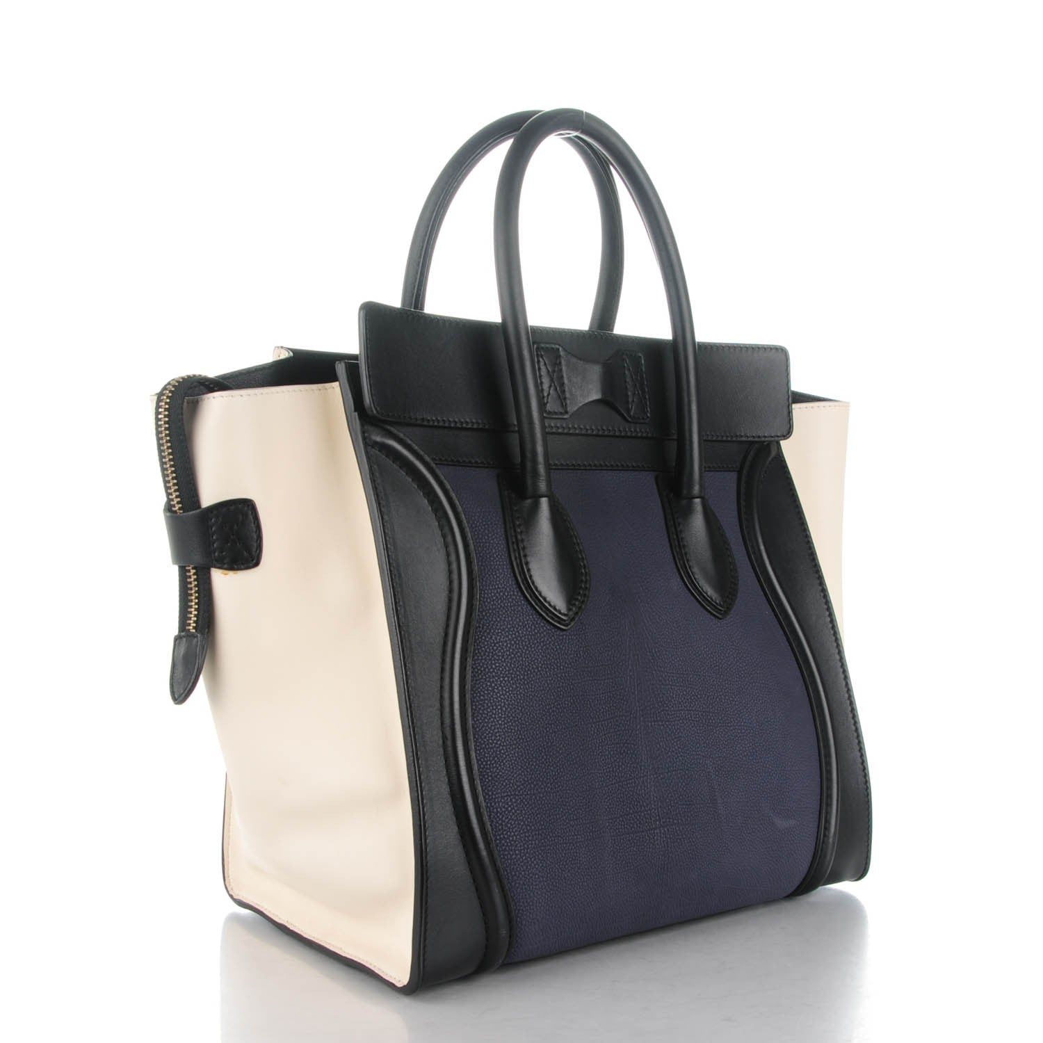 Velluto Calfskin Mini Tri-Color Luggage Navy