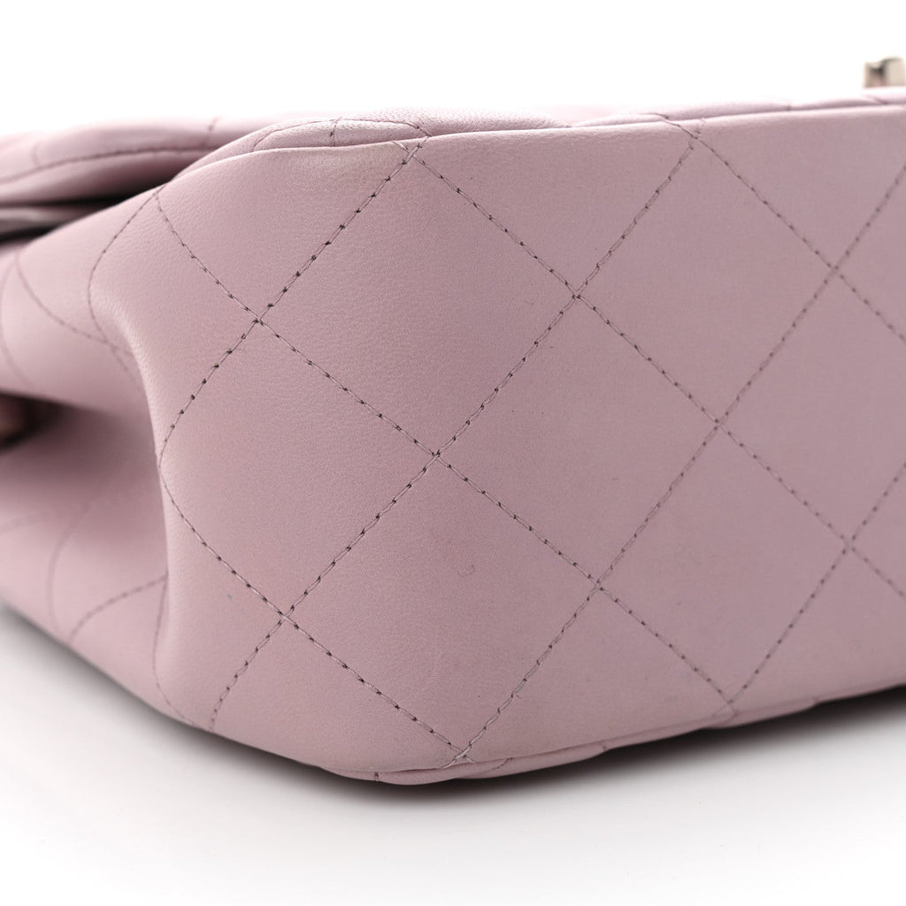 Lambskin Quilted Jumbo Double Flap Light Purple
