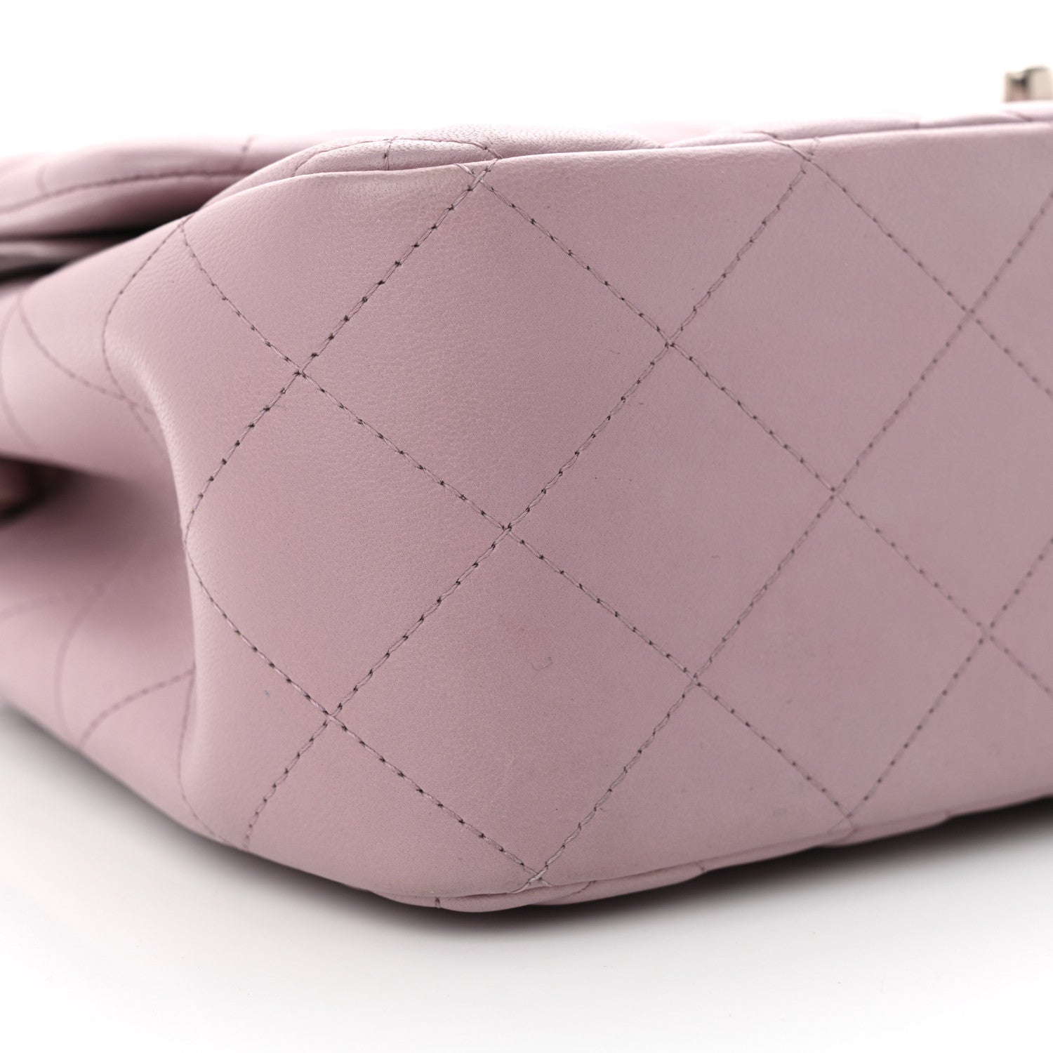 Lambskin Quilted Jumbo Double Flap Light Purple