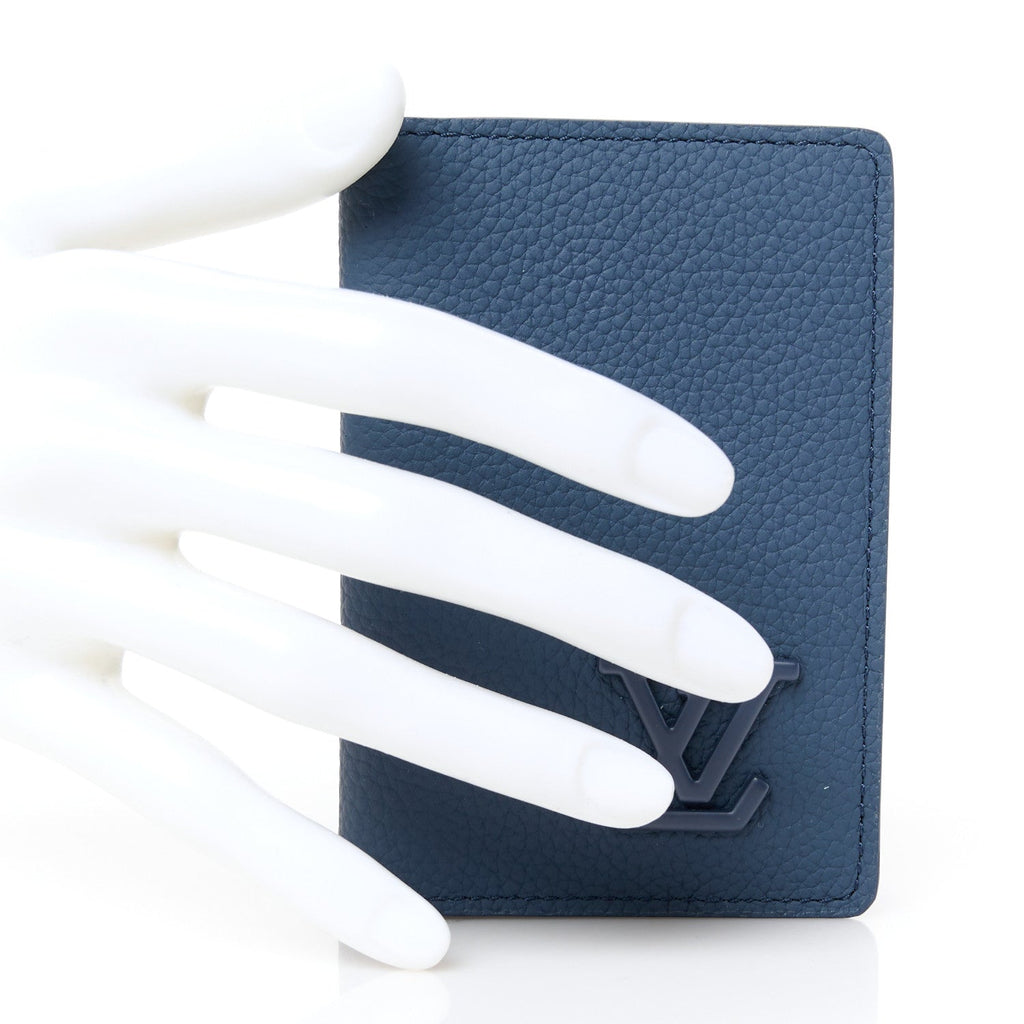 Grained Calfskin Aerogram Pocket Organizer Marine