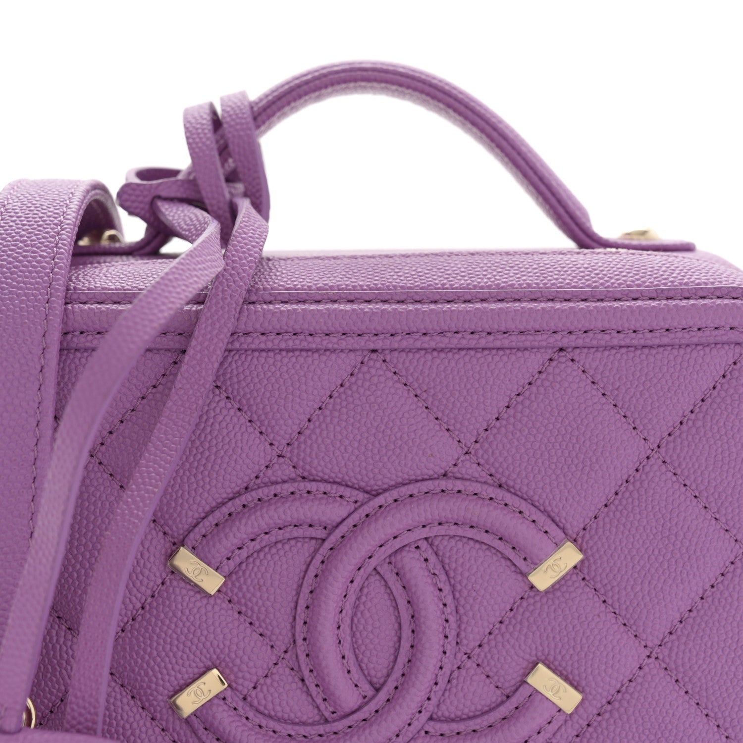 Caviar Quilted Small CC Filigree Vanity Case Purple