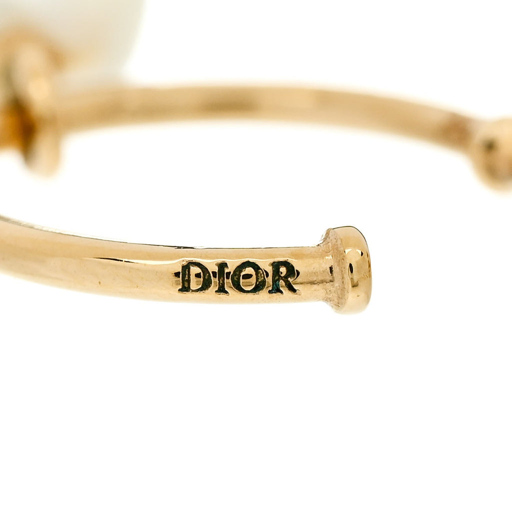 Pearl Crystal Petit CD Hoop Drop Earrings Gold