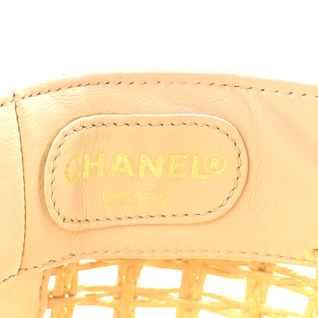 Lambskin Straw CC Tote Beige