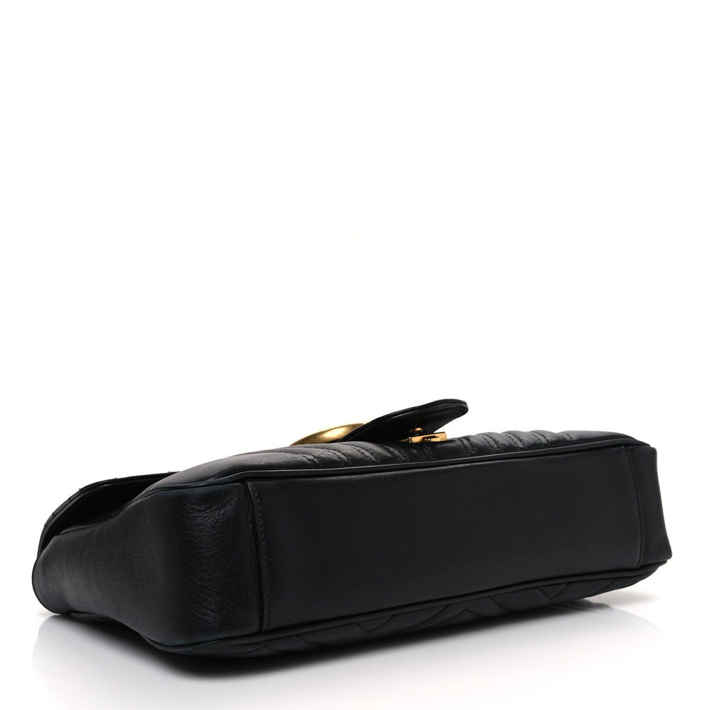 Calfskin Matelasse Medium GG Marmont Shoulder Bag Black