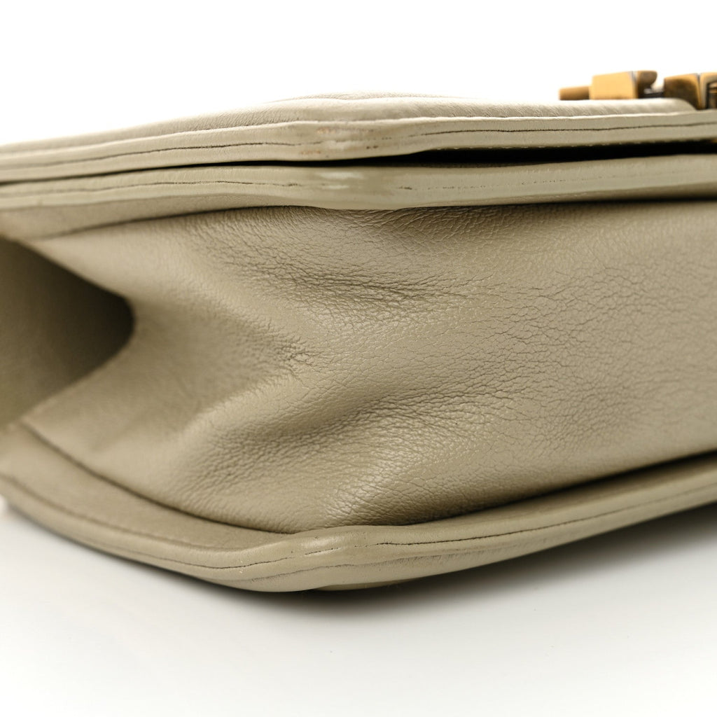 Metallic Lambskin Small Scaled Boy Flap Gold