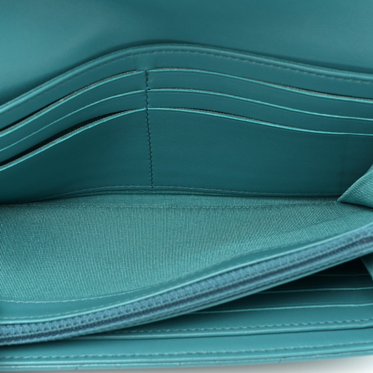 Lambskin Gripoix Quilted Gusset Flap Wallet Turquoise